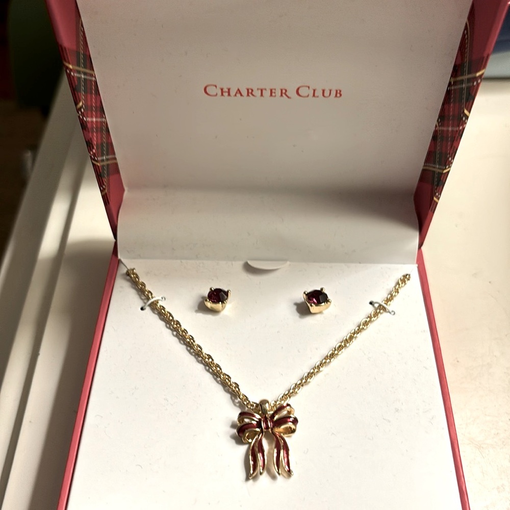 Red Stone Necklace and Earrings Set